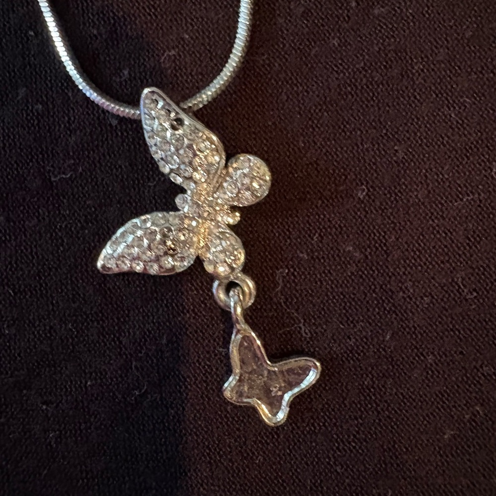 Silver Necklace with Butterfly Pendant